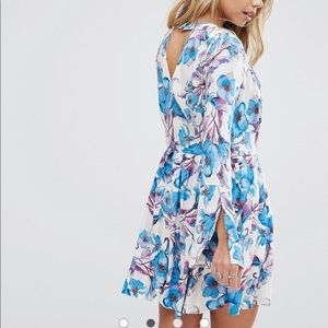 Free People Tegan Dress Ivory with Blue and Purple Print